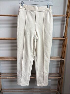 Surwenyue Beige High-Waist Tailored Ponte Pants | Size Small